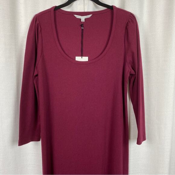 The Nines By Hatch Burgundy Ribbed Jersey Body Con Midi Dress Sz.L NWT - Picture 5 of 16